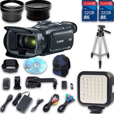 Canon XA30 HD Professional Camcorder + Wideangle Lens + Telephoto Lens + Lens Hood + 2 PC 32 GB Memory Cards + Tripod + LED Light + Backpack Case