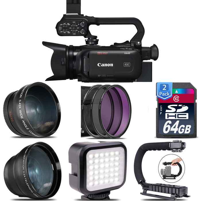 Canon XA45 Professional UHD 4K Camcorder with 128GB Starter Bundle