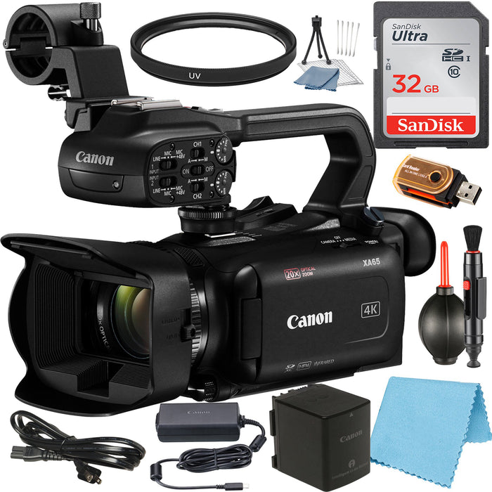 Canon XA65 Professional UHD 4K Camcorder with SanDisk 64GB Memory Card + Case + 3 Pieces Filter + Accessory Bundle - NJ Accessory/Buy Direct & Save