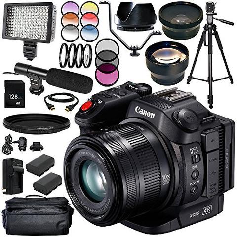 Canon XC15 4K Professional Camcorder with Sandisk 128GB Mega Essential Bundle