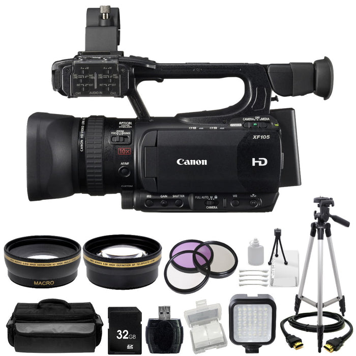 Canon XF105 HD Professional Camcorder DELUXE BUNDLE NEW!