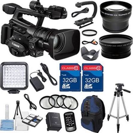 Canon XF300 High Definition Professional Camcorder with 2pc 32GB High Speed Memory Cards + Wideangle &amp; Telephoto Lenses + Accessory Bundle