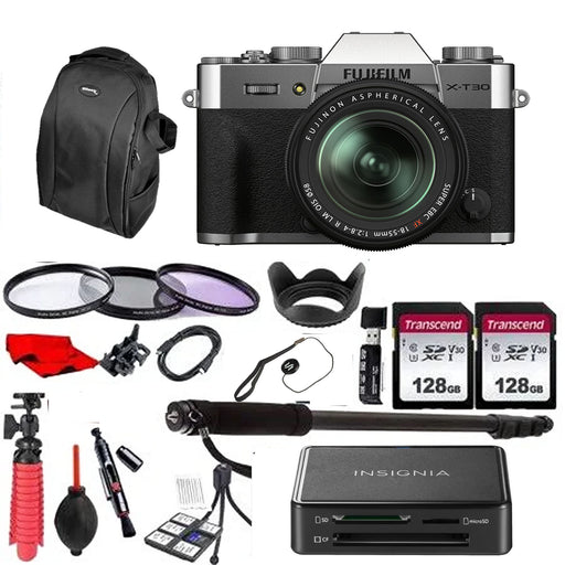 FUJIFILM X-T30 II Mirrorless Camera with 18-55mm Lens With 2x 128 GB Memory Card &amp; More