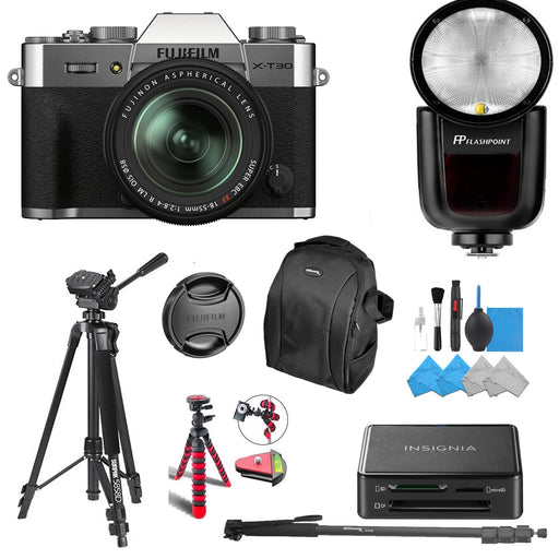 FUJIFILM X-T30 II Mirrorless Camera with 18-55mm Lens With Flash Point and Insignia Card Reader