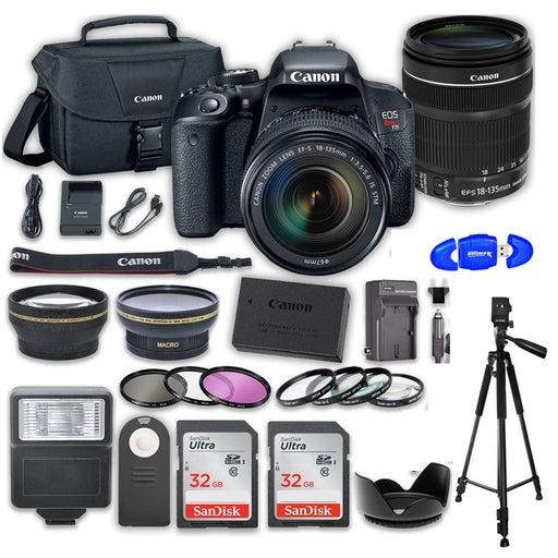 Canon EOS Rebel T7i/800D DSLR Camera with 18-135mm STM Lens 2pc SanDisk 32GB Memory Cards Accessory Kit