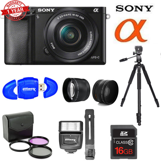 Sony Alpha a6000 Mirrorless Digital Camera with 16-50mm Power Zoom Lens Accessory Bundle