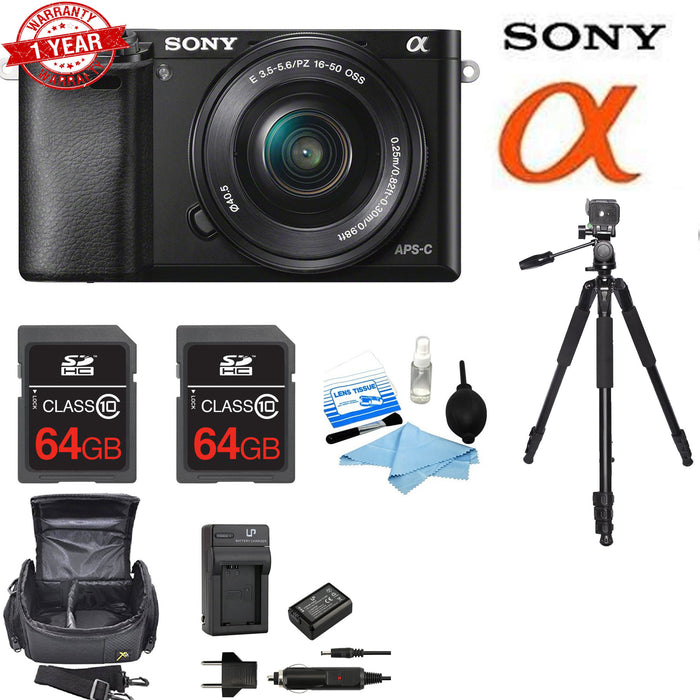 Sony Alpha a6000 Mirrorless Digital Camera with 16-50mm Lens 128GB Bundle