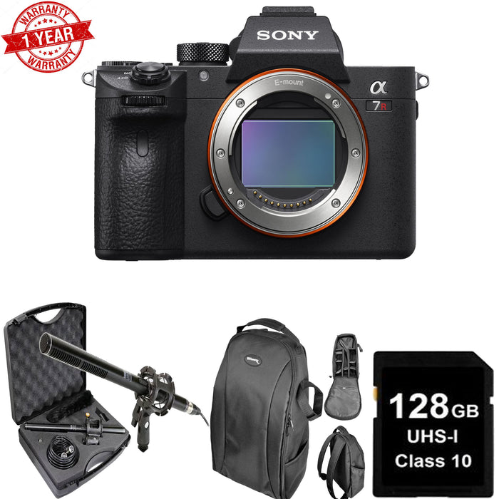 Sony a7R III 42.4MP Full-frame Mirrorless W/ Microphone Kit| 128GB Memory Card | DSLR Backpack Bundle