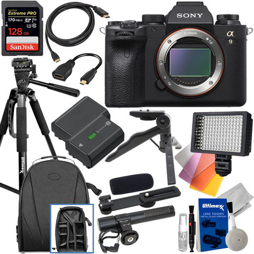 Sony Alpha a9 II Mirrorless Digital Camera (Body Only) with Essential Accessory Bundle - Includes: SanDisk Extreme Pro 128GB SDXC, Replacement NP-FZ100 Battery, Lightweight 60 Tripod &amp; Much More