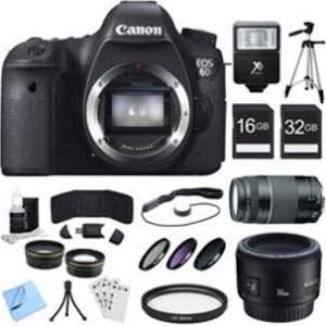 Canon EOS 6D CMOS Digital SLR Camera, Lenses, and Cards Bundle