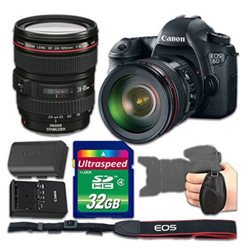 Canon Eos 6D Dslr Camera Bundle with Canon EF 24-105mm f/4L Is USM Lens
