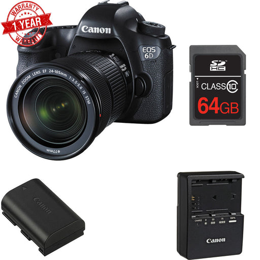 Canon EOS 6D DSLR Camera with EF 24-105mm f/3.5-5.6 IS STM Lens w/16GB Card