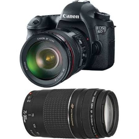 Canon Eos 6D Dslr Camera with 24-105mm f/4 and 70-300mm f/4-5.6 Zoom Lenses, Black