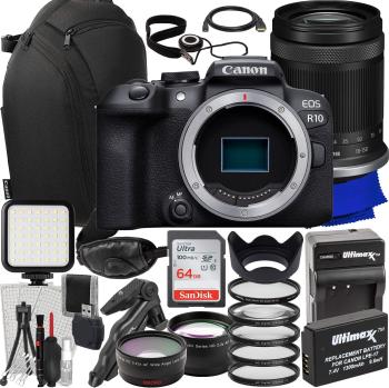 Canon EOS R10 Mirrorless Camera with 18-150mm Lens + Canon 100s Sling Camera Backpack, SanDisk 64GB Ultra SDXC, LED Video Light, Hand/Wrist Strap & Much More - NJ Accessory/Buy Direct & Save