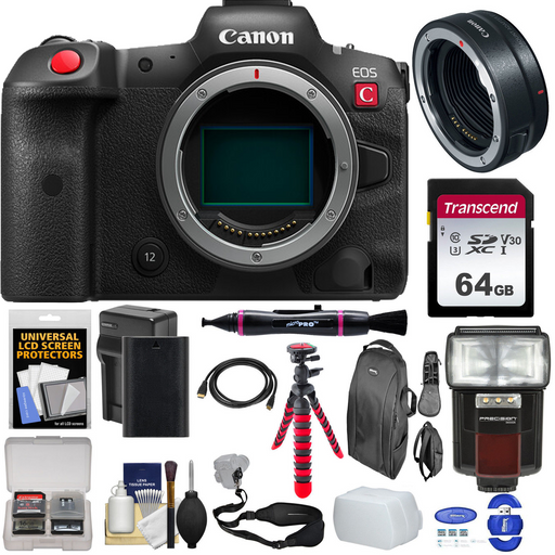 Canon EOS R5 C Mirrorless Digital Camera (Body Only) with Mount Adapter EF-EOS R Essential Package