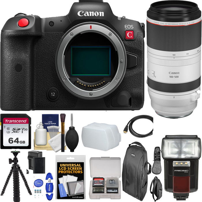 Canon EOS R5 C Mirrorless Digital Camera with Canon RF 100-500mm f/4.5-7.1L IS USM with 64GB Additional Accessories Bundle