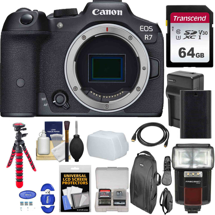 Canon EOS R7 Mirrorless Digital Camera (Body Only) with 64GB Additional Accessories Bundle