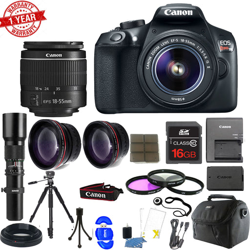 Canon EOS Rebel T6/2000D DSLR Camera with 18-55mm Lens| 500mm Preset Lens Essential Bundle