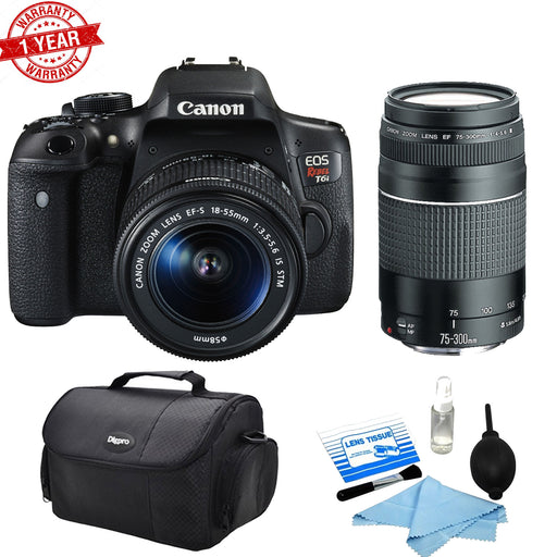 Canon EOS Rebel T6i/800D DSLR Camera with 18-55mm IS STM and 75-300mm Cleaning cloth DSLR Bag kit