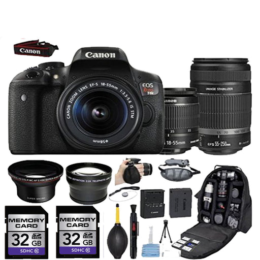 Canon EOS Rebel T6i/800D DSLR Camera with 18-55mm &amp; 55-250mm IS STM Lenses Deluxe Bundle