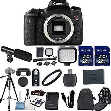 Canon EOS Rebel T6s 24.2 MP Digital SLR Camera Body Only with 2x 32GB Memory Cards LED Light Card Reader Deluxe Bundle