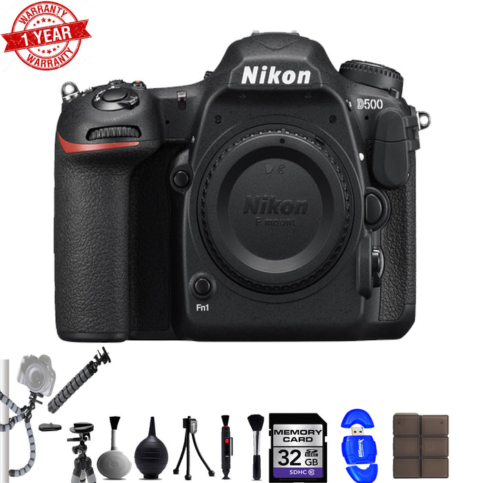 Nikon D500 DSLR Camera (Body Only) with 16GB Starter Bundle