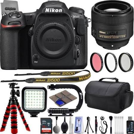 Nikon D500 DSLR Camera-Built in Wi-Fi &amp; GPS Ready 10 FPS with Nikon AF-S 85mm f/1.8G Portrait Lens - 64GB SD