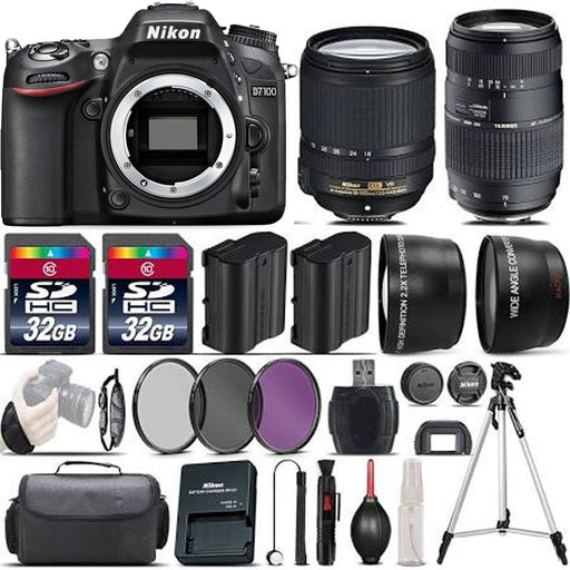 Nikon D7100 DSLR Camera with 18-140mm Lens |70-300mm | 64GB - 4 Lens Kit Bundle