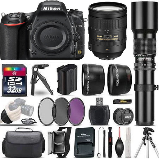 Nikon D750 DSLR Camera with Nikon 28-300mm Lens &amp; 500mm Preset Lenses Supreme Bundle