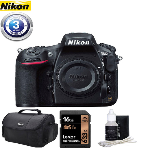 Nikon D810 36.3MP 1080p HD DSLR Camera 16GB Bundle w/ Case &amp; Cleaning Kit - Body Only E1NKD810