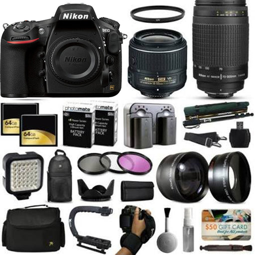 Nikon D810 DSLR Digital Camera with 18-55mm VR 70-300mm f/4-5.6G Lens 128GB Memory MEGA BUNDLE