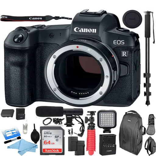 Canon EOS R Mirrorless Digital Camera (Body Only) w/ Backpack, Cleaning Kit, Microphone Bundle