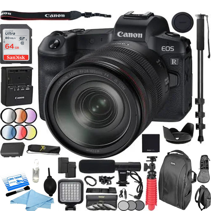 Canon EOS R Mirrorless Digital Camera with RF 24-105mm USM Lens Deluxe Bundle