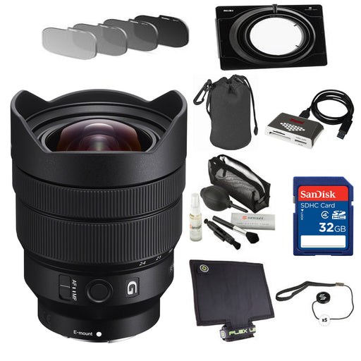 Sony FE 12-24mm f/4 G Lens with professional filter and holder kit &amp; Accessories Bundle