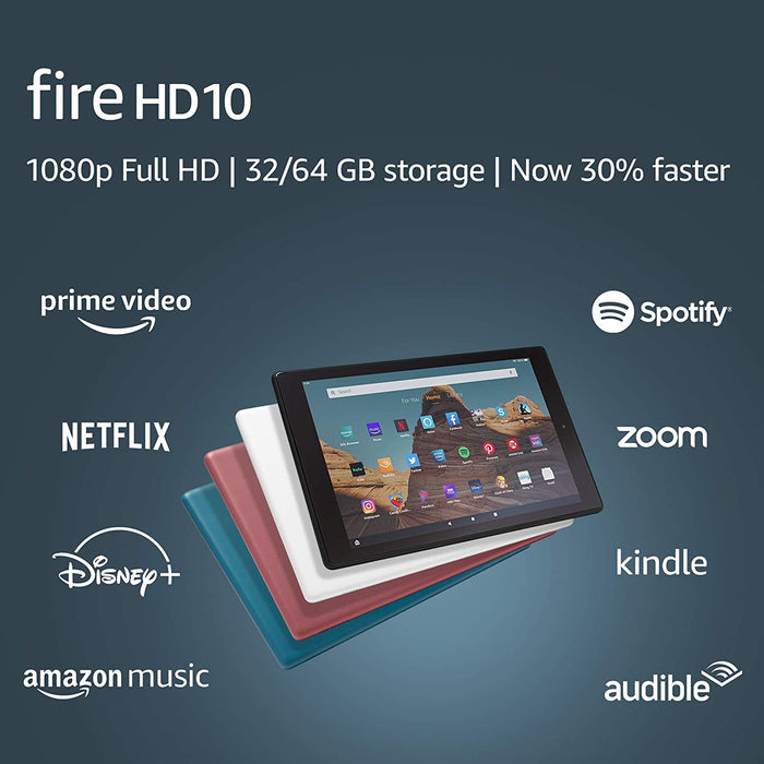 Fire HD 10 Tablet (10.1&quot; 1080p full HD display, 64 GB) White (2019 Release)