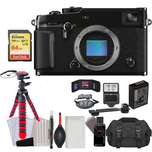 Fujifilm X-Pro3 Mirrorless Digital Camera (Body Only, Black) with 64GB Extreme SD Card, DSLR Gadget Bag, Flexible Tripod, Hand Strap, Cleaning Kit