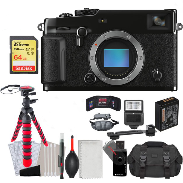 Fujifilm X-Pro3 Mirrorless Digital Camera (Body Only, Black) with 64GB Extreme SD Card, DSLR Gadget Bag, Flexible Tripod, Hand Strap, Cleaning Kit