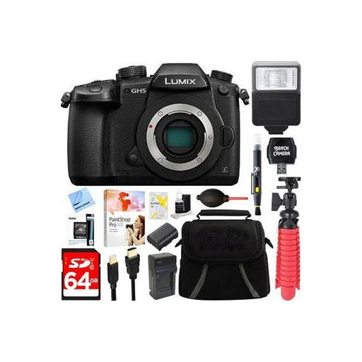 Panasonic Lumix GH5 Digital Camera w/ WiFi (Body) + 64GB Flash Memory Bundle