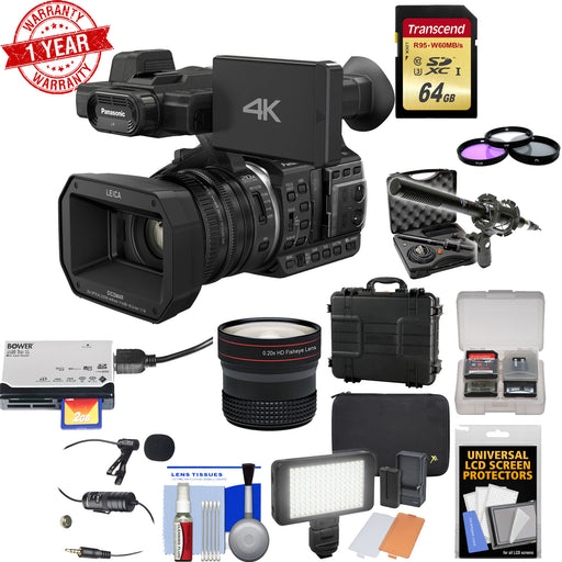 Panasonic HC-X1000 4K Ultra HD Wi-Fi Video Camcorder w/Fisheye Lens|64GB Card|Waterproof Case|LED Light|Microphone Set|Filters Kit