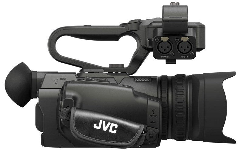 JVC GY-HM200U/250 Ultra 4K HD 4KCAM Professional Camcorder &amp; Top Handle Audio Unit with XLR Microphone 128GB Card Battery Case LED Video Light Kit