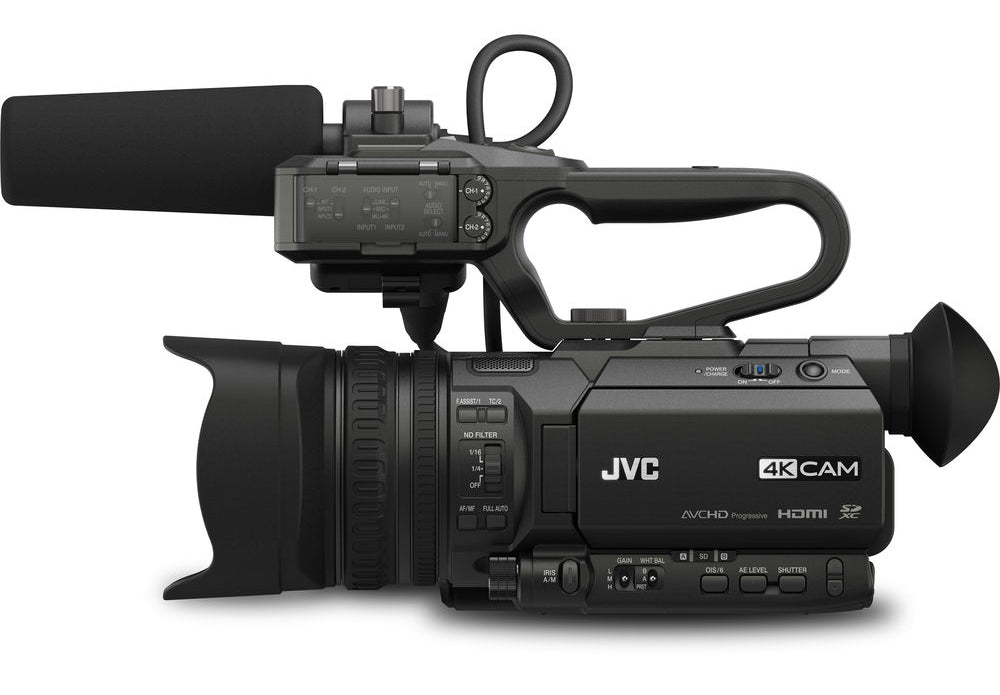 JVC GY-HM200 4KCAM Compact Handheld Camcorder-SD Extreme Pro 32GB MC (SDSDXPA-032G-X46) | 2X Extra FM500H Batteries &amp; More