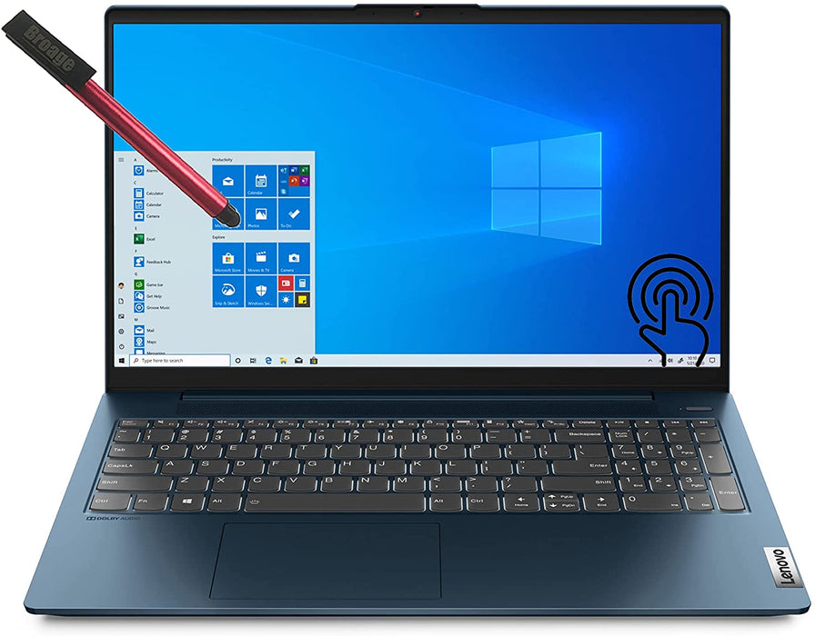 Lenovo IdeaPad 5 15.6&quot; FHD Touchscreen Laptop Computer, Intel Quad-Core i5-1135G7 (Beat i7-1065G7), 8GB DDR4, 1TB PCIe SSD, Fingerprint Reader, Backlit KB, Blue, Windows 10, BROAGE 64GB Flash Stylus