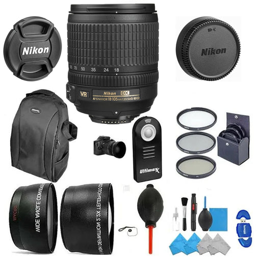 Nikon AF-S DX NIKKOR 18-105mm f/3.5-5.6G ED VR Lens Professional Bundle