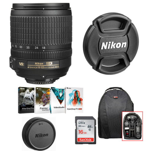 Nikon AF-S DX NIKKOR 18-105mm f/3.5-5.6G ED VR Lens Software Bundle