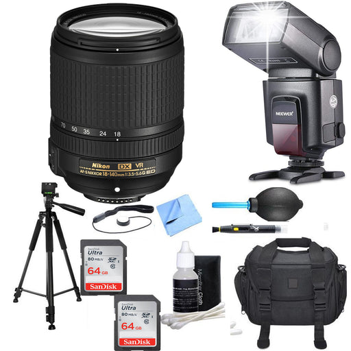 Nikon AF-S DX NIKKOR 18-140mm f/3.5-5.6G ED VR Lens Deluxe Tripod Bundle