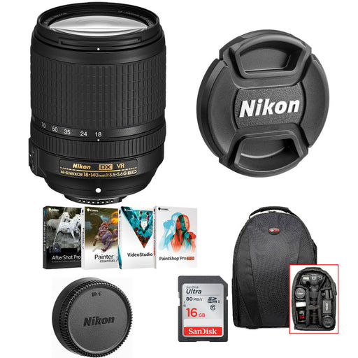 Nikon AF-S DX NIKKOR 18-140mm f/3.5-5.6G ED VR Lens Software Bundle