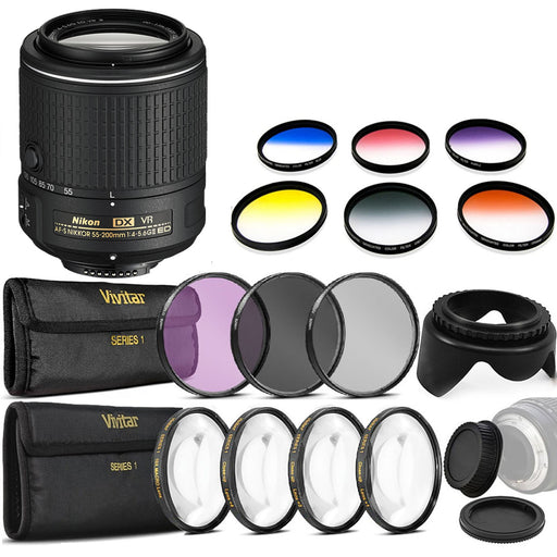 Nikon AF-S DX NIKKOR 55-200mm f/4-5.6G ED VR II Lens Filter Bundle