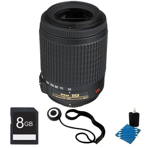 Nikon 55-200mm F/4-5.6G IF-ED AF-S DX VR Lens Basic Bundle