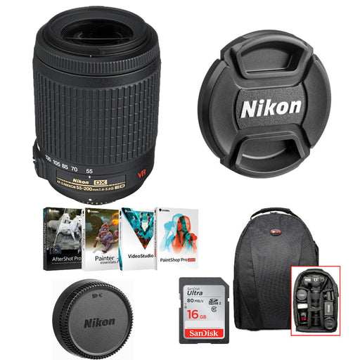 Nikon AF-S DX Zoom-NIKKOR 55-200mm f/4-5.6G ED Lens Software Bundle