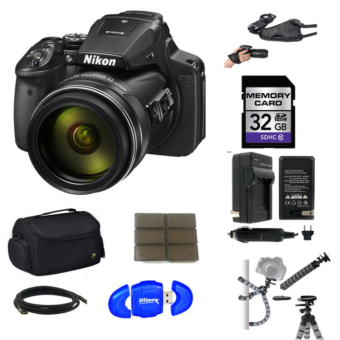 Nikon Coolpix P900/950 Camera with 32GB Card Case Battery Charger
